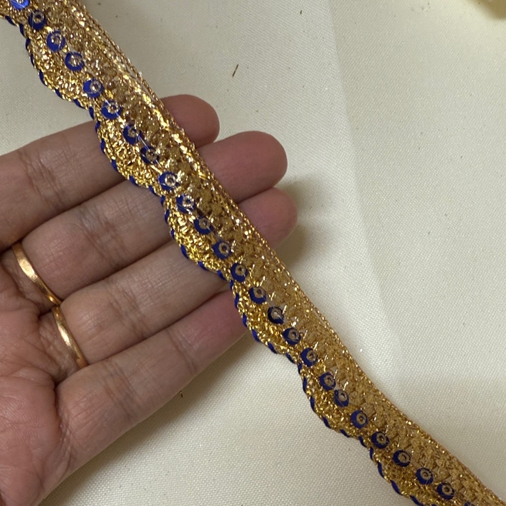 NWT Gold and Blue Embellished Trim 9 yards
